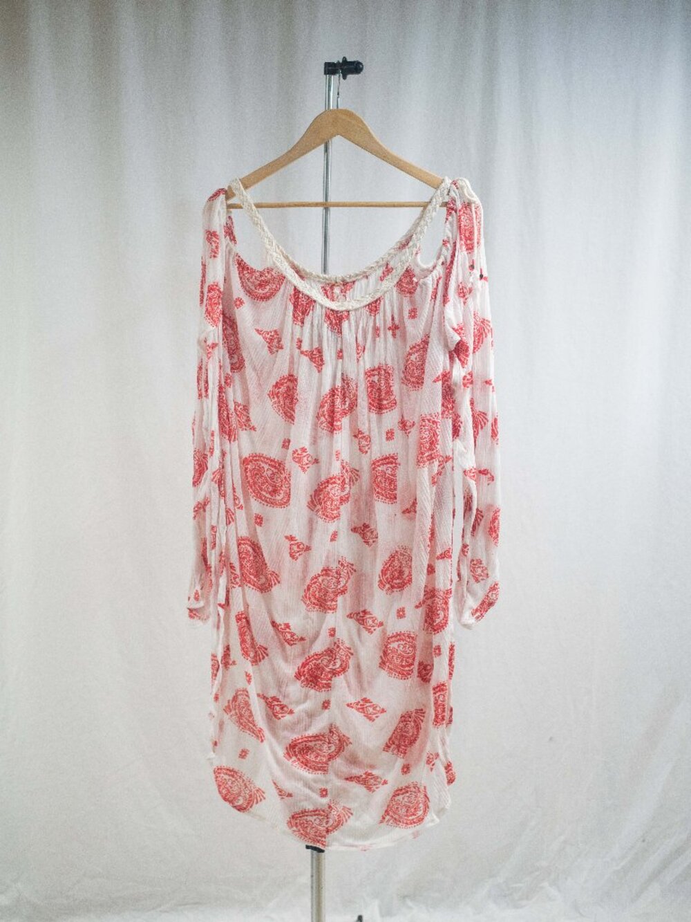 Free People White and Red Dress Cover Up